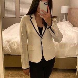 J Crew Preppy White Linen Blazer
